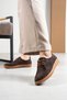 Montivo Women's Lace-Up Shoes Genuine Leather Loafers Brown Suede - 5