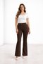 Women's Bitter Brown High Waist Shaping / Sculpting Flared Trousers E Stretchy Fabric Casual Stylish Trousers