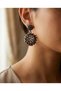 Bronze Authentic Jewelry Marcasite Stone Inlaid Curved Round Model Vintage Women's Earrings