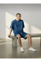 New Season Premium Fabric Men's Black Striped Detail T-Shirt - Shorts 2-Piece Set - 2