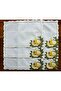 6-Person Lemon Embroidered White Linen Presentation Set - 19-Piece Dinner Set of Table Runner - 2