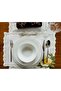 6-Person Lemon Embroidered White Linen Presentation Set - 19-Piece Dinner Set of Table Runner - 5