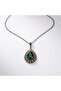 Bronze Authentic Jewelry Green Emerald Look Drop Stone Sultans Model Medallion Long Chain Women's Necklace - 6