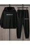 2️⃣ Brooklyn Written Unisex Hooded Tracksuit Set Black Sports Combination - 2