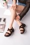 Best Model Genuine De Leather Brown Suede Suede Tli Buckle Thick Sole Women's Daily Sandals