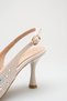 Women's Black Stone Detailed Fabric Evening Stiletto Heeled Shoes - 3