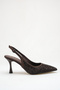 Women's Brown Black Stone Detailed Fabric Evening Dress Stiletto Heeled Shoes - 2