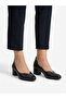 Genuine Leather V-Cut Block Heeled Shoes - Black - 7