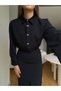 Egzoti̇k Asorti̇k Women's Ribbon Stone Detailed Kr Crepe Ifon Long Sleeve Classic Bluz - 5