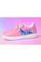 Cute Blue Character Printed Girls' Sneakers with Pink Bow