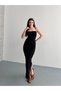 Back Strap with Crisscross Straps Laces Knit Dress - 3