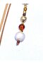 Handmade Lucky Knot Suede Drawstring Gold Detailed Bag Charm Keychain Black and Beige Color Option - 5