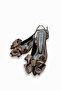 Women's Satin Bowknot Gold Detailed Medium Heel Stiletto - 6