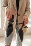 Fest Black Lace Bead Embellished (8 cm Heel) Pointed Toe Daily Heeled Shoes - 2