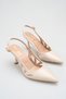 Mendy Women's Black Yanki Crinkle Detail with Side Holes Pointed Toe Heeled Shoes 300312