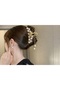 Butterfly Flower Detailed Pearl Chain Gold Hairpin – Stylish Women's Bun Hairpin - 4