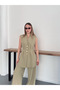 Gold Buttoned Vest Set Trouser Suit with Pencil Pants - 2