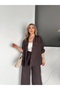 Egzoti̇k Asortik Women's V-Neck Large Pocket Snap Detailed Waist Elastic Back Pants Slim Shirt & P
