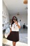 Brown Pleated Skirt - 4