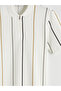 Ecru Polo Collar Striped Piqué T-Shirt - 6