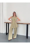 Gold Buttoned Vest Set Trouser Suit with Pencil Pants - 6