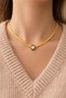 Serenay Necklace Black Framed Stone Detailed Gold Color Chain Necklace Stylish and Modern Women's Necklace - 2