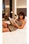 Leopard Printed Lace Detailed Bamboo Soft Athlete Shorts Women's Pajama Set - 3