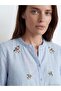 Ruffled Collar Striped Women's Shirt (S6) - 3