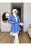 Kimono Jacket with Belted Embroidery Detail - Suitable for Hijab Wear - 4