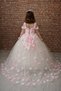 Princess Fluffy Tulle Piece Pink and White Floral Children's Dress Evening Gown - 2