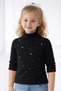 Girl's Half Fisherman Spring Blouse Ribbed Knit with Staple Detail