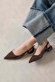 Hubert Women's Heeled Patent Leather Shoes Brown - 2