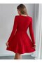 Women's Long Sleeve Pearl Collar Short Imported Crepe Dress - 2