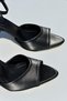 Rez Black Satin Open Toe Banded Thin Heel Women's Evening Dress Shoes - 2