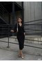 Women's long sleeve Double-Breasted neckline ruched and balloon sleeve detail crepe fabric maxi dress with glitter - 3