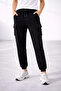 Women's Jogger Sweatpants with Cargo Pockets and Elastic Cuffs - Black - 2