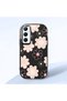 Realme C65 4g Compatible Shock-Absorbing Camera Protected Black Silicone Case Floral Print