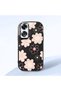 Oppo A60 Compatible Shock-Absorbing Camera Protected Black Silicone Case Floral Print