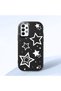Samsung Galaxy A32 Compatible Camera Protected Black Soft Silicone Phone Case Star Patterned - 3