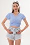 Women's Front-Tie Short Sleeve Wrinkled Bolero 260087 - - 2