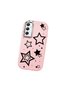 Samsung Galaxy A34 Compatible Camera Protected Pink Soft Silicone Phone Case Star Patterned
