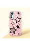 Mi 12 Lite Compatible Camera Protected Pink Soft Silicone Phone Case Star Patterned - 3
