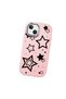 iPhone 13 Compatible Camera Protected Pink Soft Silicone Phone Case Star Patterned
