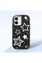 iPhone 16 Compatible Camera Protected Black Soft Silicone Phone Case Star Patterned - 3