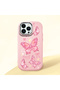 iPhone 12 Pro Compatible Camera Protected Pink Soft Silicone Phone Case Butterfly Patterned - 3