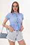 Women's Front Lace Detailed Wrinkled Blouse 260088 - - 2