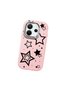 Redmi Note 14 4g Compatible Camera Protected Pink Soft Silicone Phone Case Star Patterned