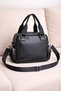 Women's Black Leather Column Strap Multi-Compartment Daily City Bag Bag Si - 2