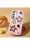 Samsung Galaxy A54 Compatible Camera Protected Pink Soft Silicone Phone Case Star Patterned - 2