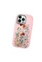 iPhone 14 Pro Max Compatible Camera Protected Pink Soft Silicone Phone Case Floral Print